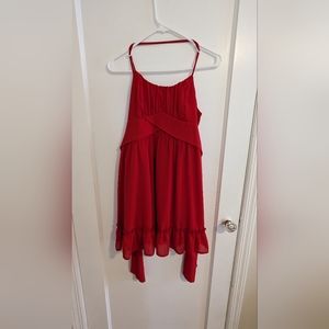 Mini spaghetti strap cross back dress with bow